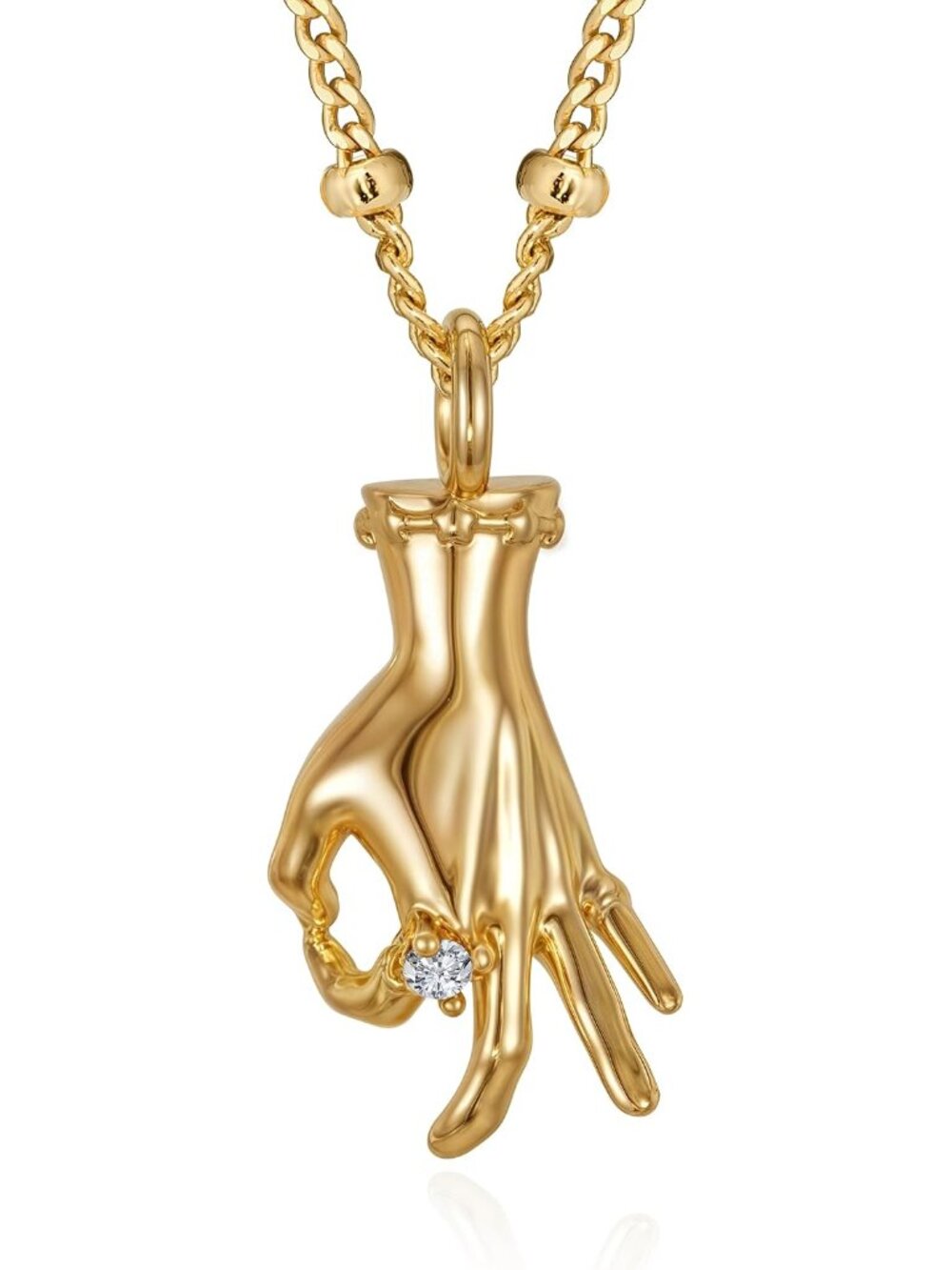 Lightweight 14K Gold Plated Hand Gesture Charm Necklace – Perfect Gift for Her